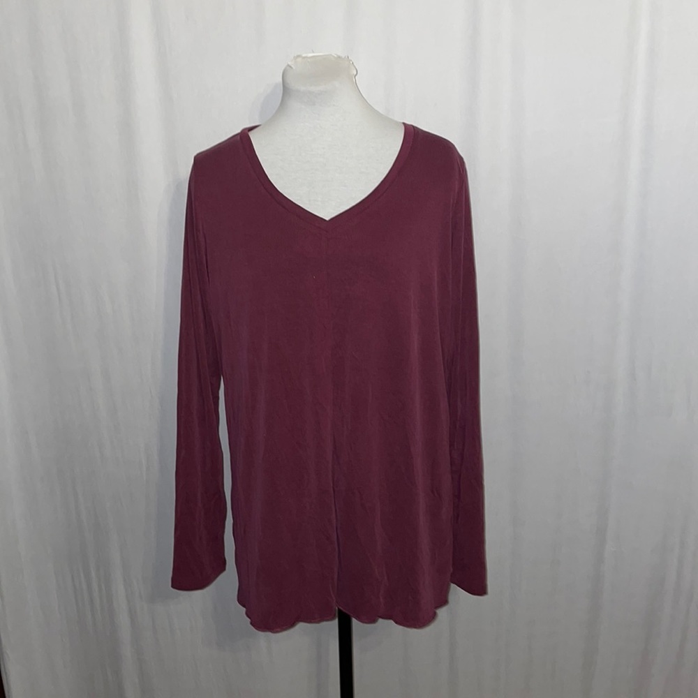 Agnes & Dora Vincent Curve Ribbed Top Wine Large